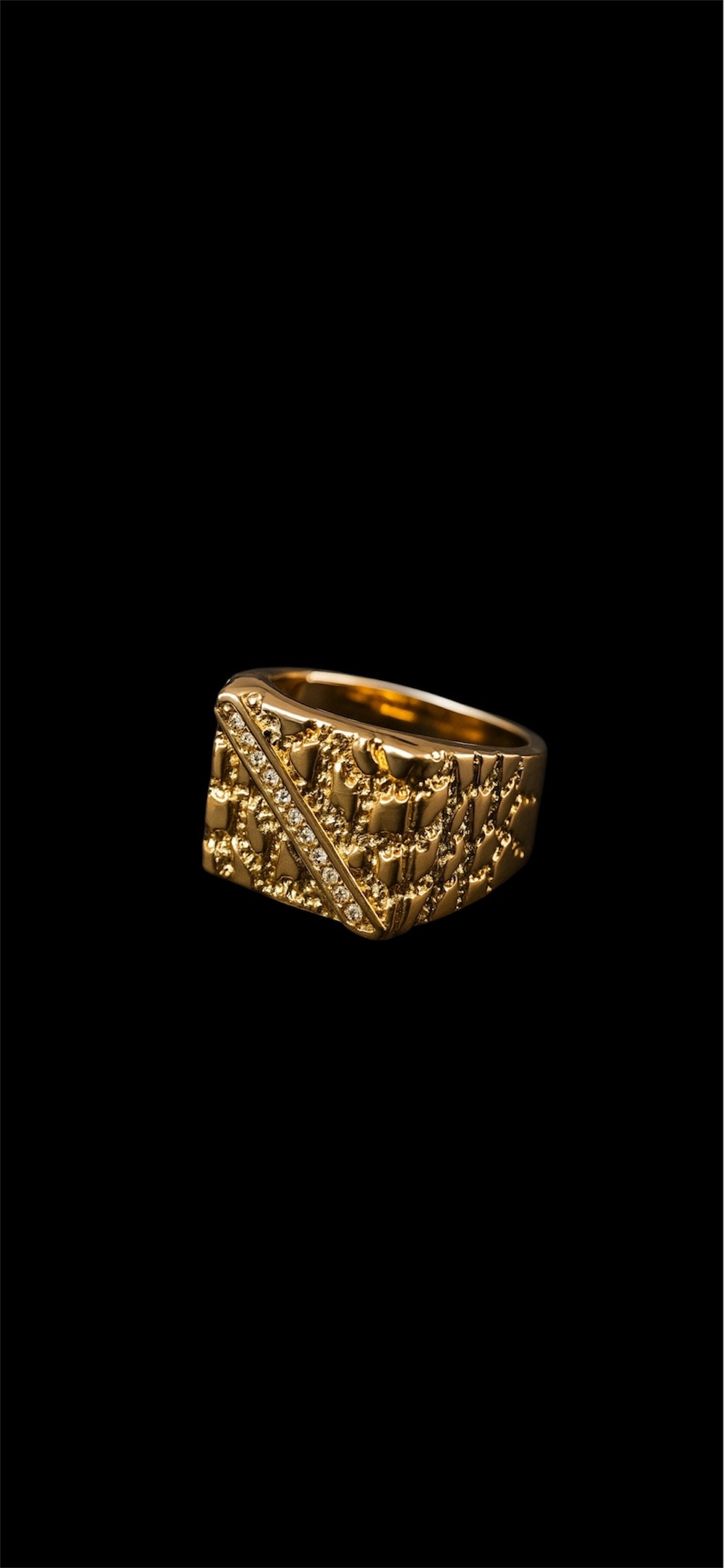 Nugget Ring With Stone Stripe
